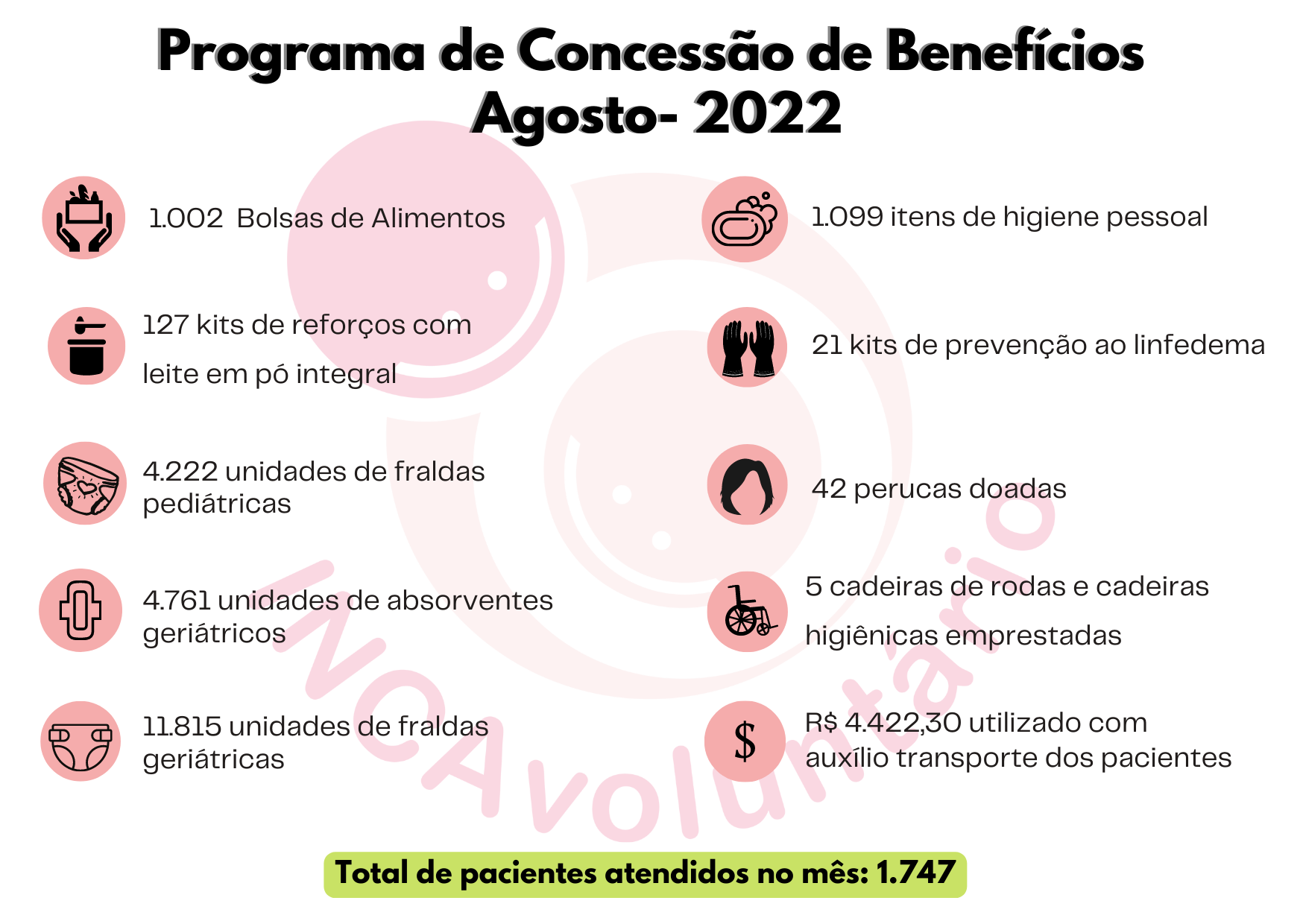 Confira benefícios agosto INCAvoluntário